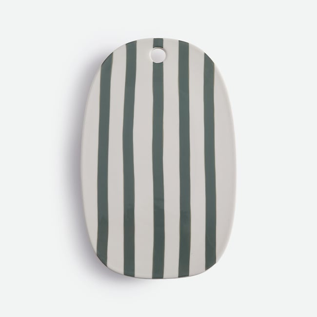Tagliere a righe in gres, ZEPHI bianco/verde eucalipto  LA REDOUTE INTERIEURS