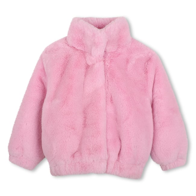 Manteau en polaire duveteuse rosee <span itemprop=