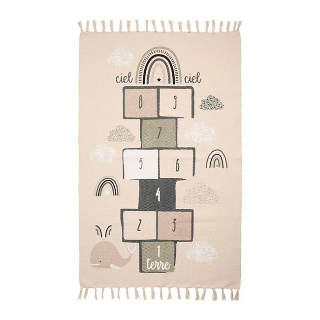 Tapis marelle coton Couleur beige <span itemprop=