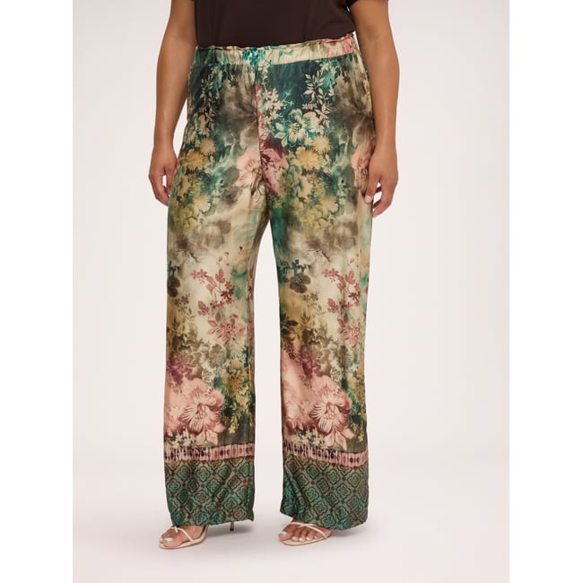 Pantalon à jambes larges beige <span itemprop=
