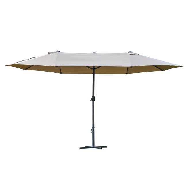 Grand parasol droit de jardin acier polyester café latte café <span itemprop=