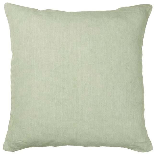 Housse de coussin lin vert menthe délavé <span itemprop=