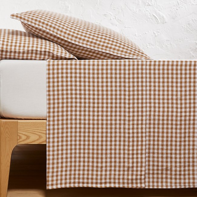Drap plat en lin lavé, Acélie bronze bronze <span itemprop=