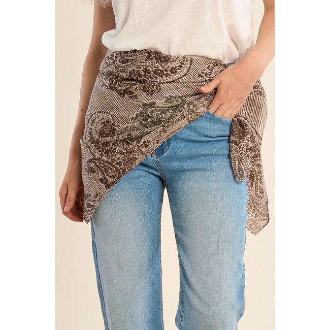 Large foulard en coton, imprimé marron <span itemprop=