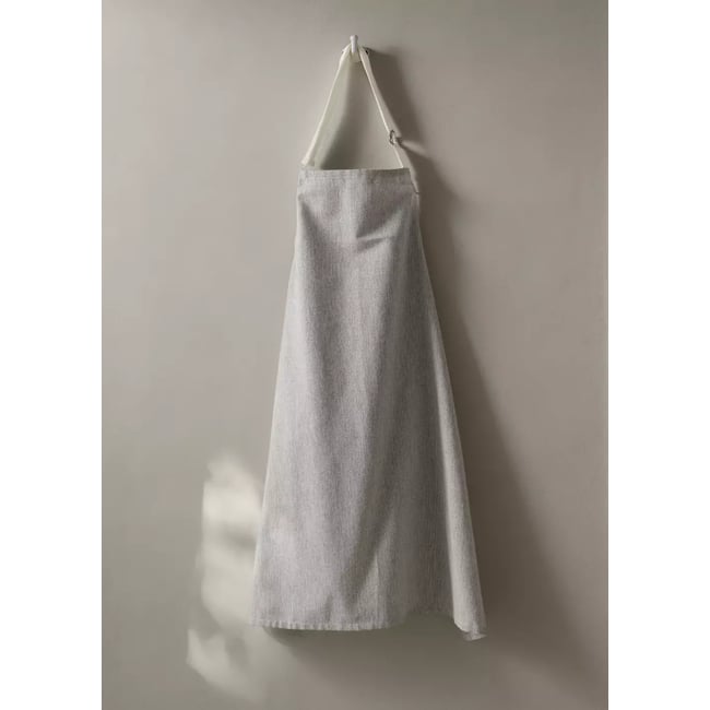 Tablier coton imprimé à rayures gris <span itemprop=