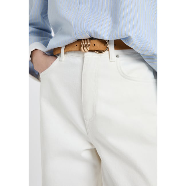 Ceinture en cuir CONSTANCE beige <span itemprop=