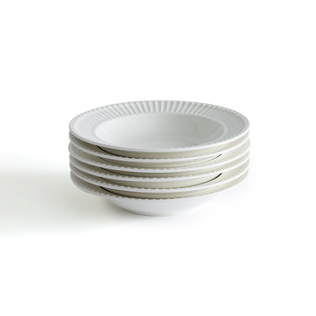 Set of 6 Jewely Porcelain Soup Bowls, white, LA REDOUTE INTERIEURS