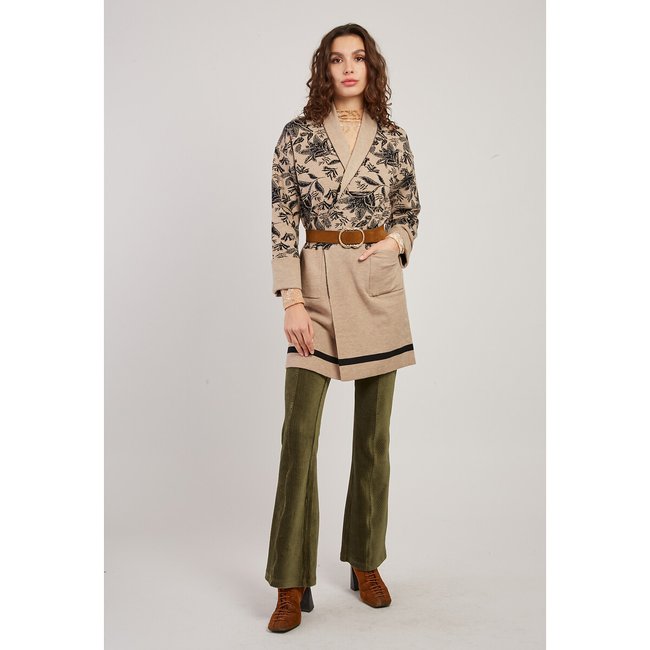 Dani Floral Open Cardigan, print/beige background, DERHY