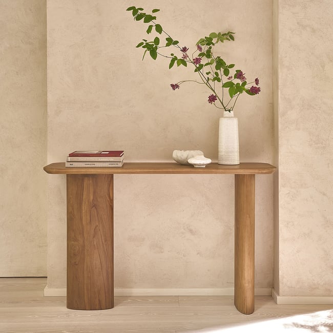 Console en teck massif 120 cm  CALMA Couleur naturel <span itemprop=
