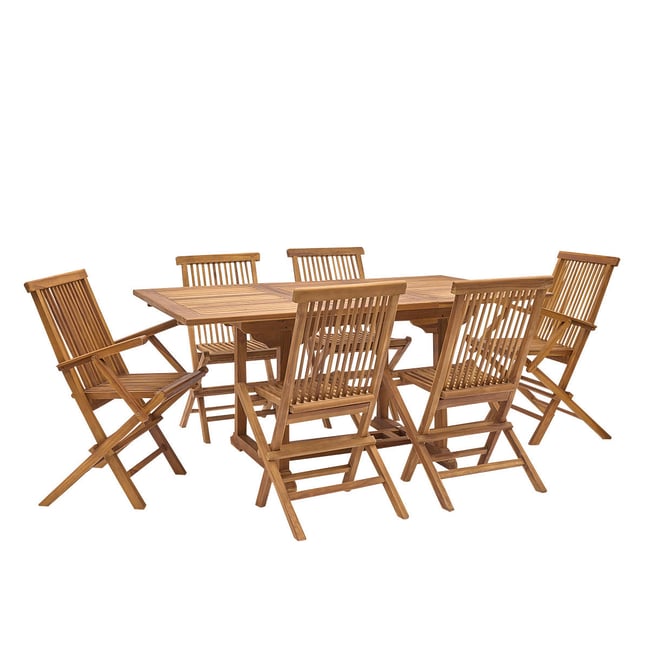 Salon de jardin en teck huilé extensible 6/8 places  BALI marron <span itemprop=