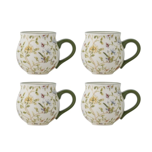 Mug grès floral  Bloomie set de 4 Couleur multicolore <span itemprop=