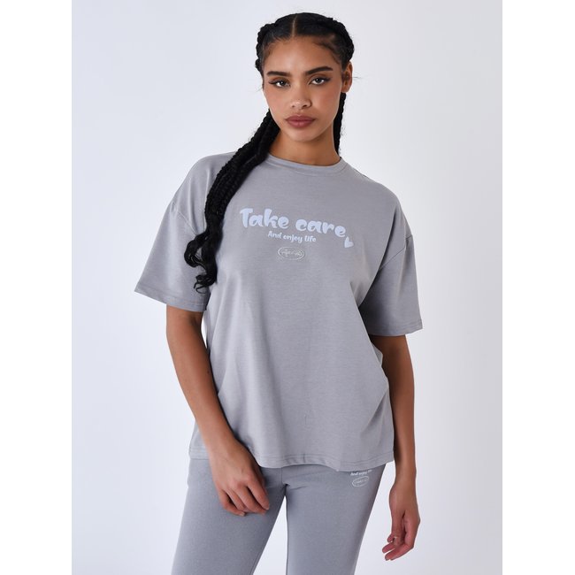 T-shirt Take Care gris anthracite <span itemprop=