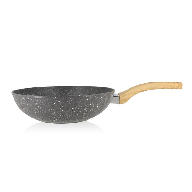Wok en aluminium 28cm, CANNELLE gris <span itemprop=