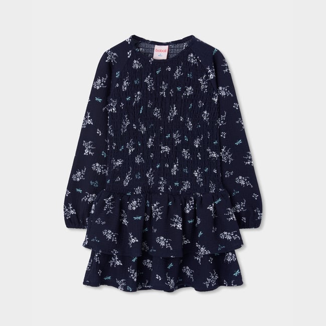 Robe en maille imprimé fleurs et libellules multicolore <span itemprop=