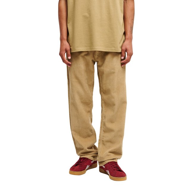 Pantalon droit en velours côtelé beige kelp <span itemprop=