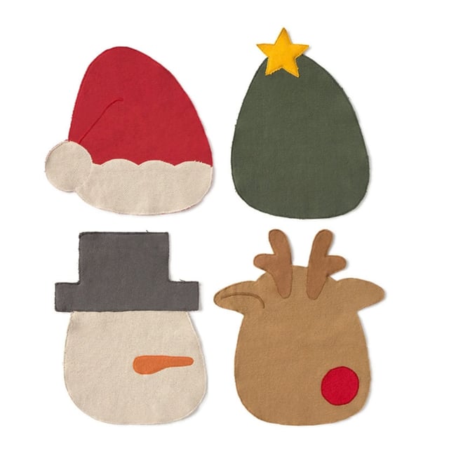 Lot de 4 sets de table de Noël XMAS CAPSULE rouge, vert canard, moutarde, gris foncé <span itemprop=