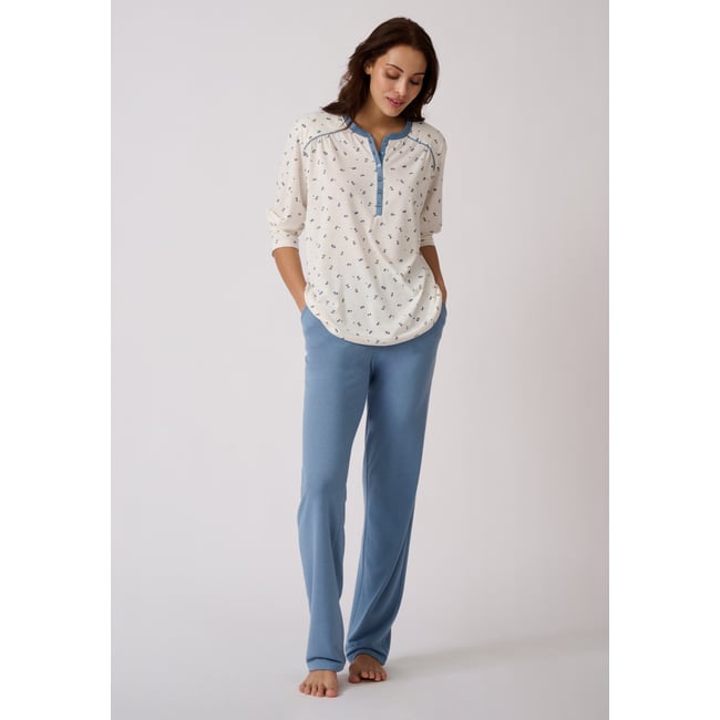 Pyjama Thermolactyl chauffe-épaules blanc fleuri <span itemprop=