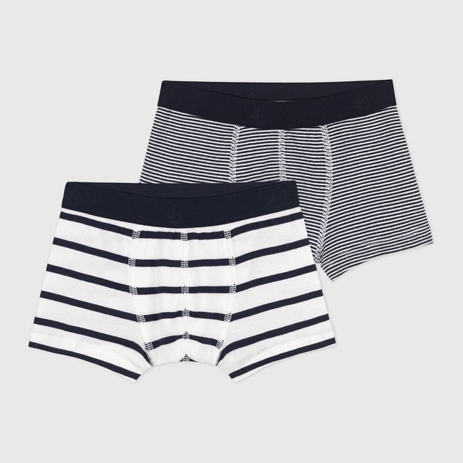 Pack of 2 Boxers, blue/white, PETIT BATEAU
