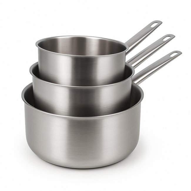 Set de 3 casseroles en inox, PROFESSIONNEL inox <span itemprop=