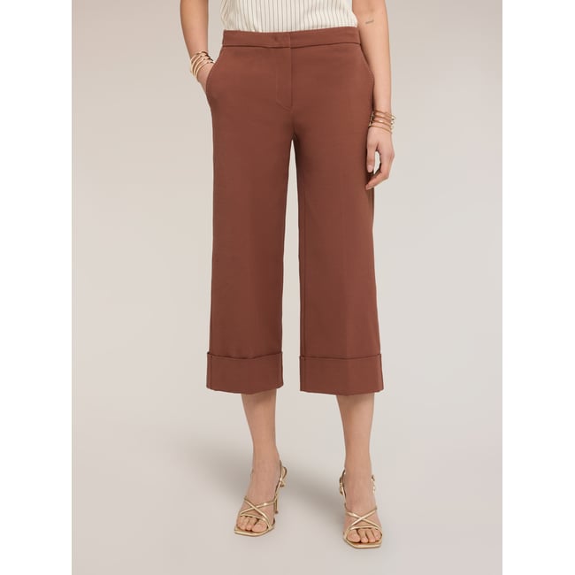 Pantalon cropped The Tailoring Lab marron <span itemprop=