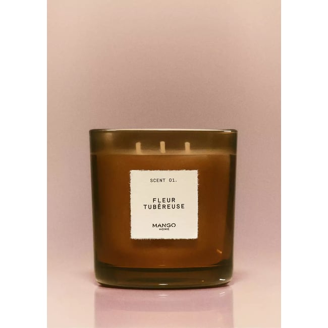 Bougie parfumée FLEUR TUBÉREUSE 500 g Couleur marron <span itemprop=