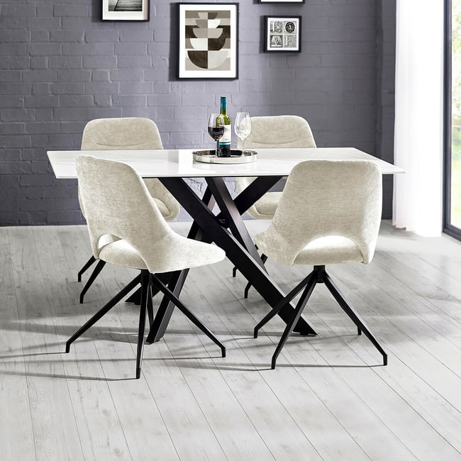 Brennan Marble Dining Table, white marble, SO'HOME
