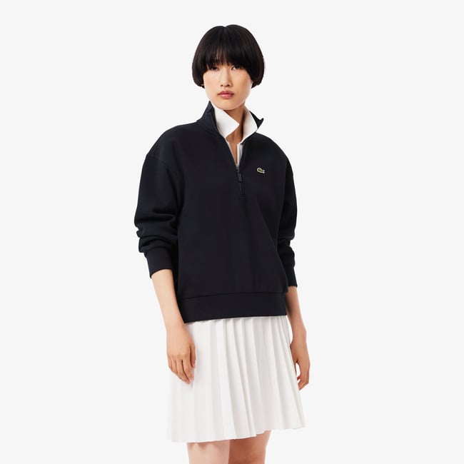 Sweatshirt col montant zippé en Piqué - LACOSTE