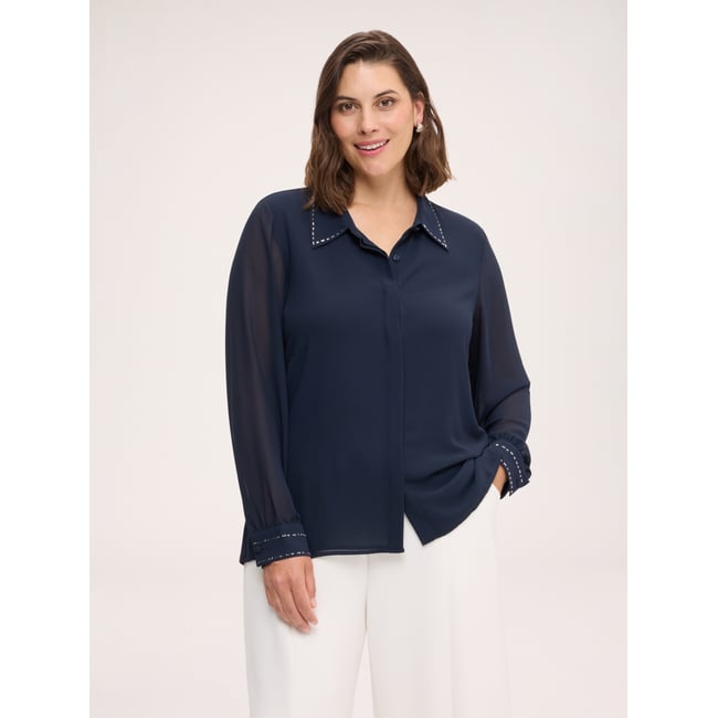 Chemise brodée bleu <span itemprop=