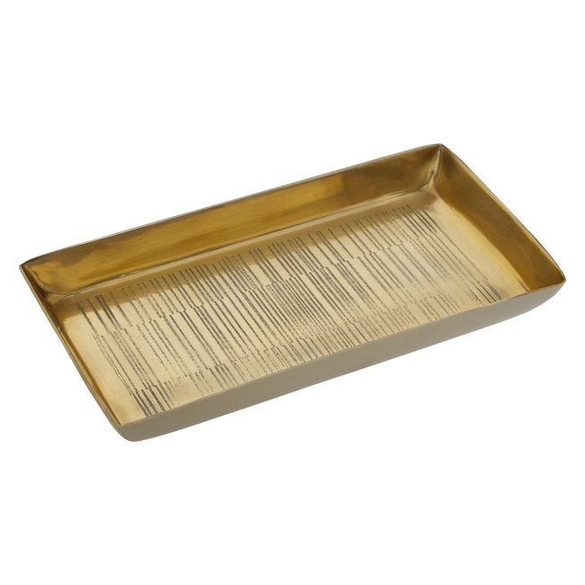 23cm Etched Line Gold Finish Tray, gold-coloured, SO'HOME