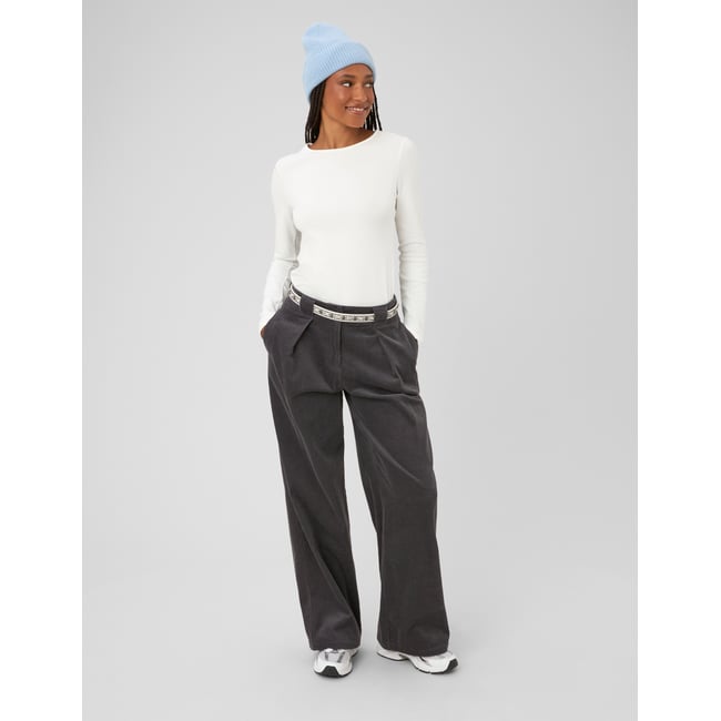 Pantalon large en velours gris foncé <span itemprop=