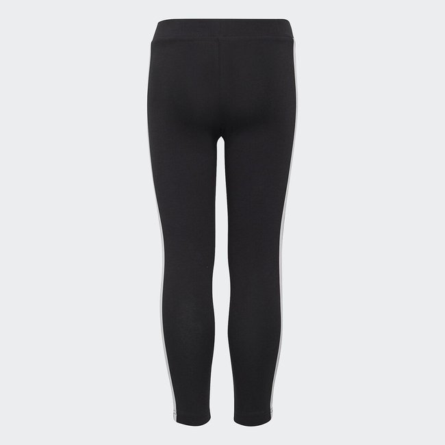 3 stripes cotton leggings with logo print black Adidas Sportswear La Redoute