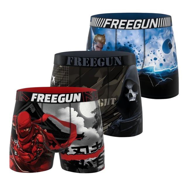 Lot De 3 Boxers Microfibre bleu/noir/rouge/gris/marron <span itemprop=