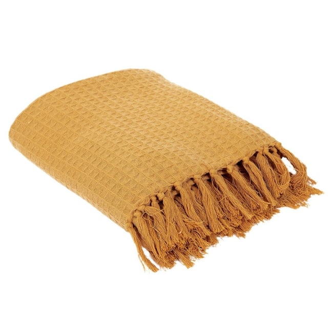 Jeté de canapé gaufré 170x250  ivoire jaune <span itemprop=