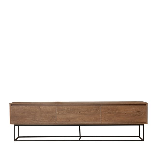 Meuble TV 3 tiroirs en bois et métal L180cm- ROA Couleur bois foncé <span itemprop=