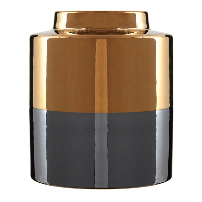 20cm Gold and Grey Porcelain Vase, grey, SO'HOME