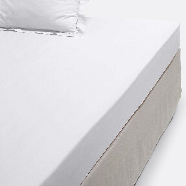 Drap-housse percale, Secret blanc <span itemprop=