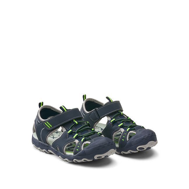 Sandales sport à scratch bleu marine <span itemprop=