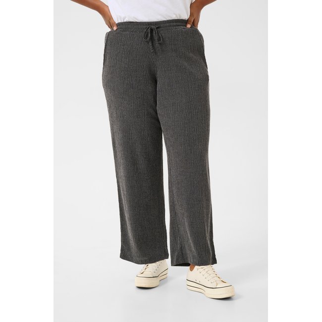 Casual pants loose fit gris dark grey melange <span itemprop=