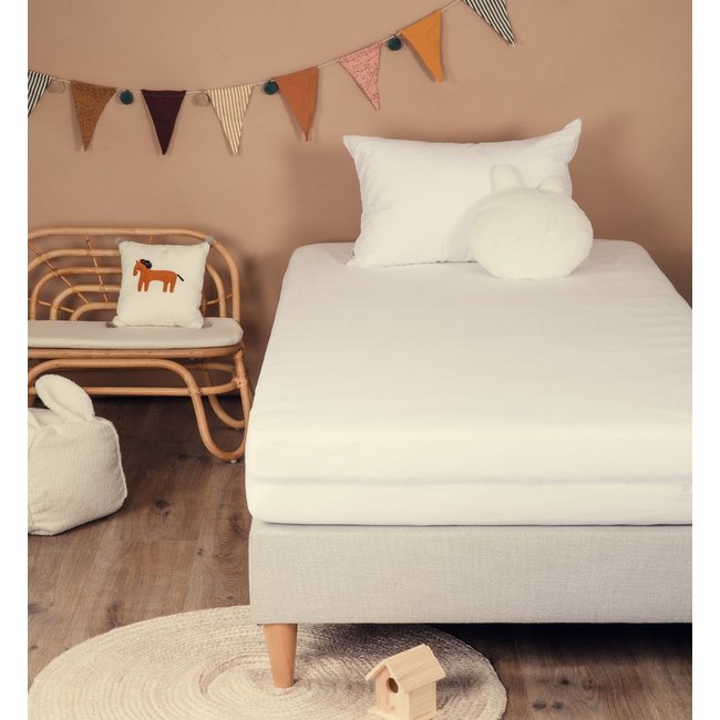 Alèse enfant imperméable, BOUCLETTE COTON BIO Couleur blanc <span itemprop=