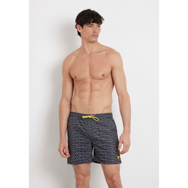 Short De Bain Medium Logo All-Over gris <span itemprop=