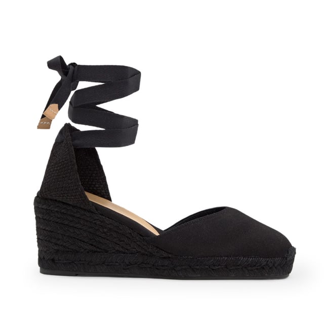 Espadrilles compensées à lacets avec plateforme tressée CARINA PLATFORM noir <span itemprop=