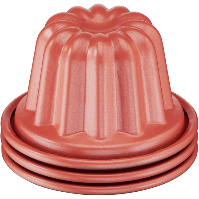 Moule à cannelé Creabake trio cannelés 7.4 cm gris et orange <span itemprop=