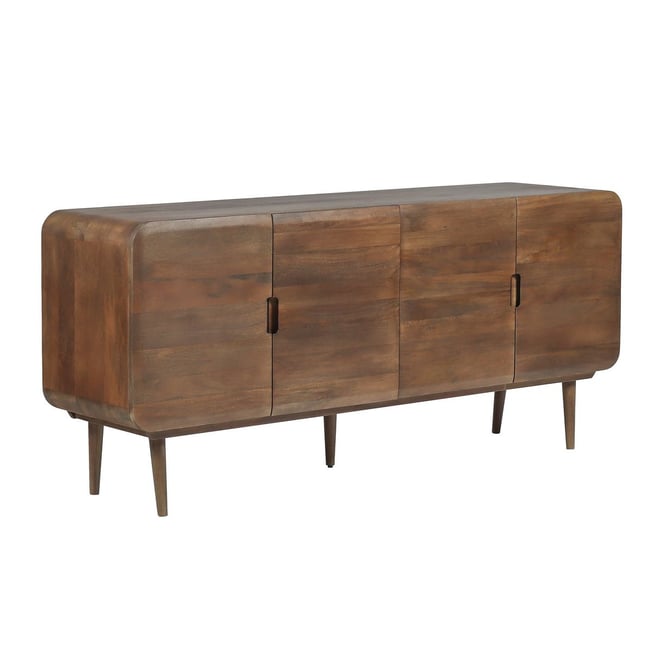 Buffet bas en bois massif 4 portes 180 cm, BRUNE Couleur marron foncé <span itemprop=
