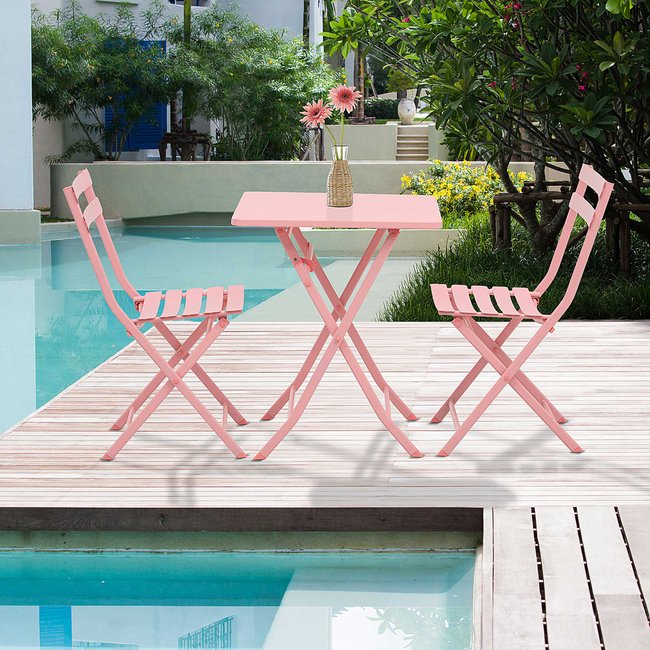 Salon de jardin bistro 2 places pliable métal thermolaqué - OUTSUNNY