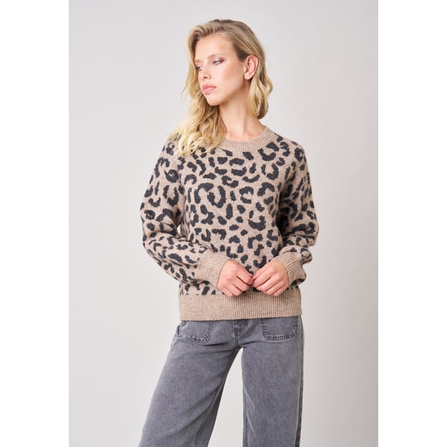 Pull femme en maille jacquard léopard NAWA - DEELUXE