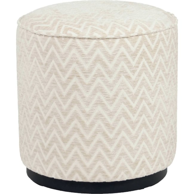 Pouf rond à motif chevron Couleur beige chevron <span itemprop=