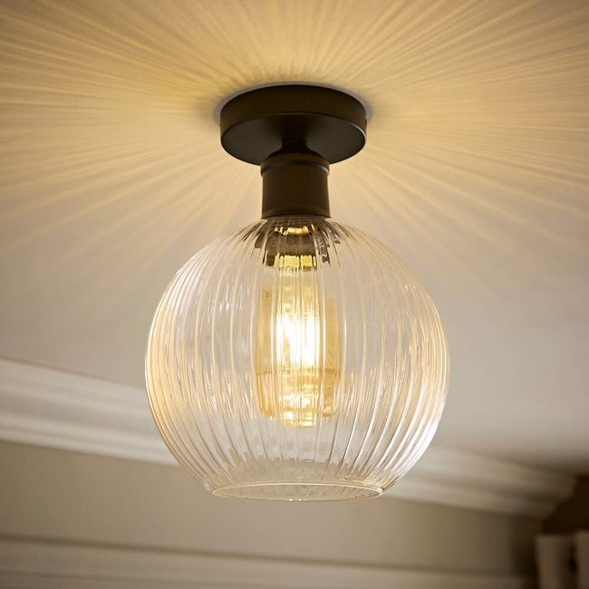 Maddy Flush Ceiling Light with Filament Bulb, matt black, ÉDITÉ