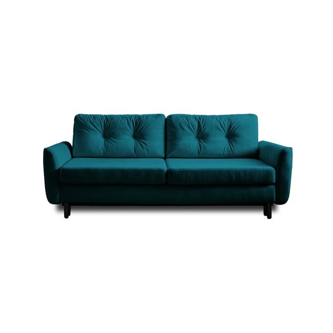 Canapé Convertible 3 places - NILS Couleur bleu canard <span itemprop=