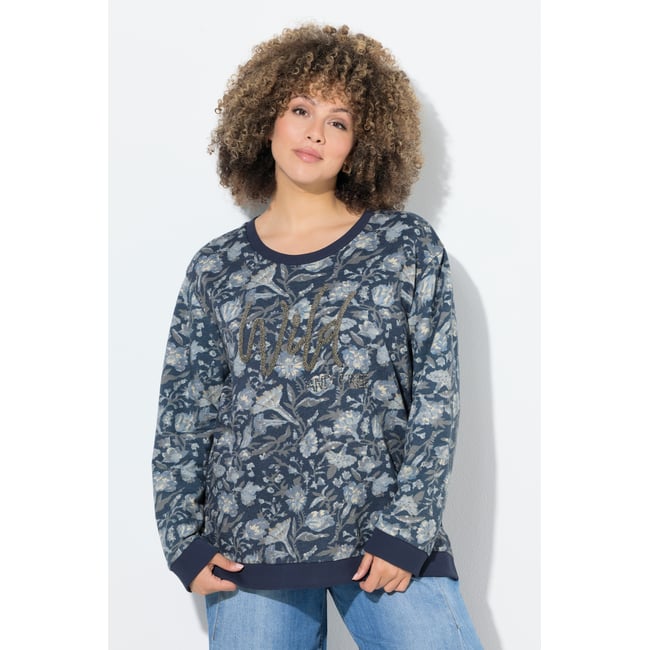 Sweat-shirt col rond et manches longues marine <span itemprop=