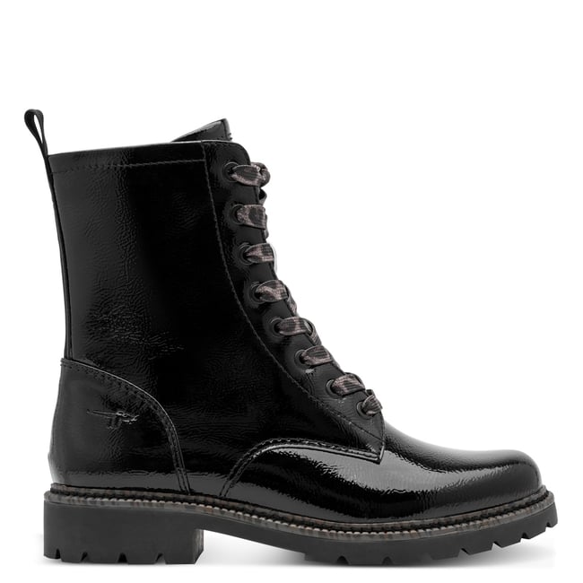Bottine talon bloc noir laque <span itemprop=